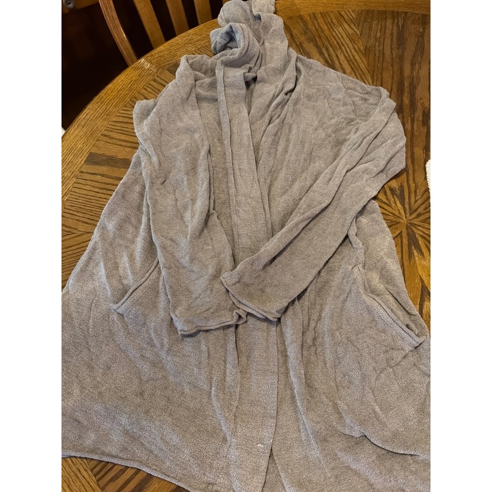 Barefoot Dreams CozyChic Ultra Lite Hooded Cardigan Taupe Gray Small B476